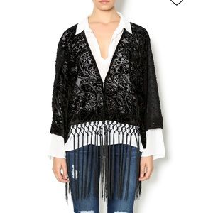 Miss Me NWT Velvet Fringe Paisley Kimono Sz S